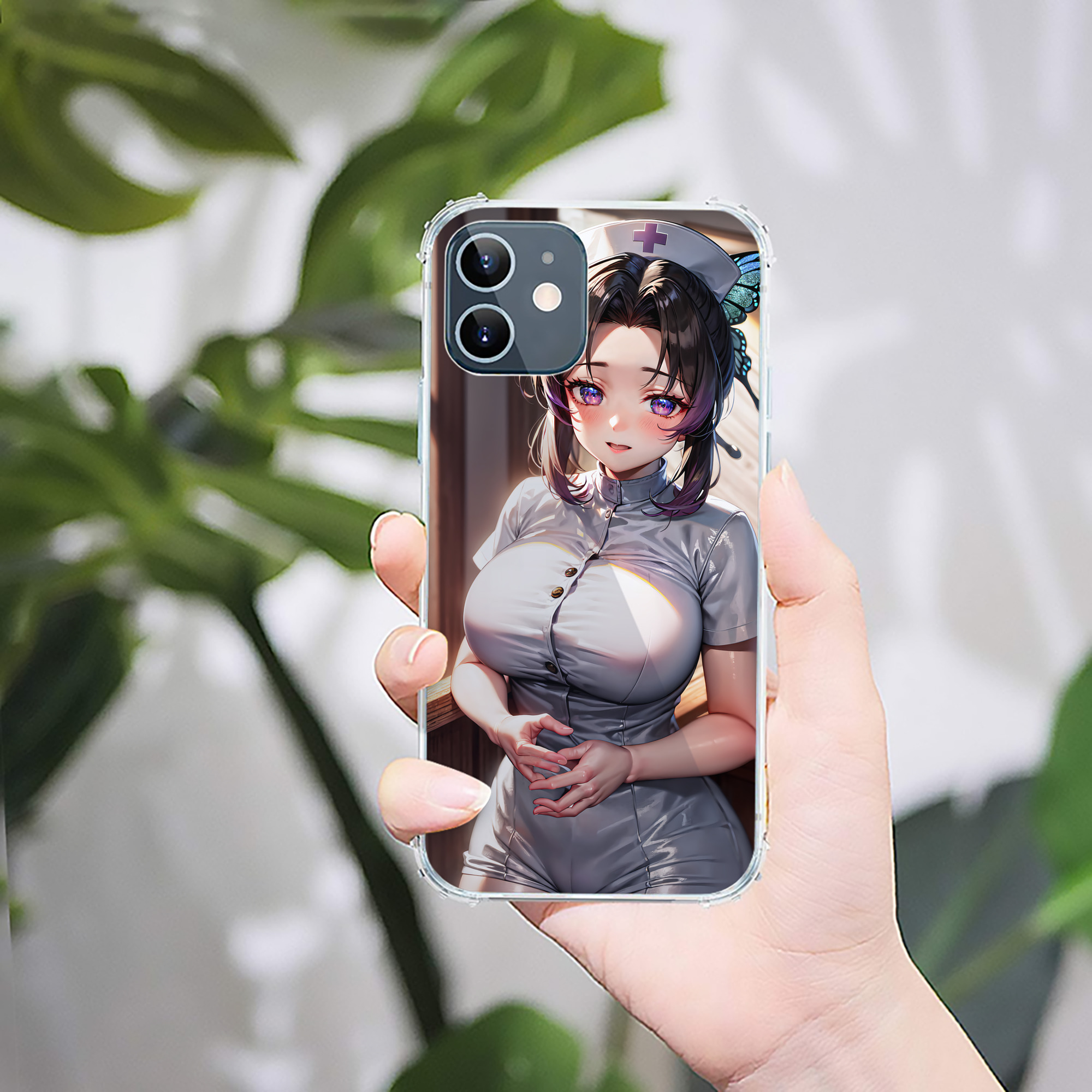 （画像用） 鬼滅の刃（きめつのやいば）蟲柱-胡蝶 しのぶ／こちょう しのぶ Kochou Shinobu 【iPhone 12シリーズ対応】透明スマホケース（クリアソフトケース）